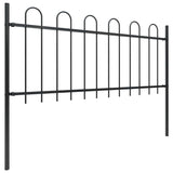 Garden Fence with Hoop Top Steel 359x80 cm Black - Front View
