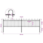 Garden Fence with Hoop Top Steel 337x80 cm Black