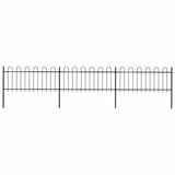 Garden Fence with Hoop Top Steel 537x80 cm Black