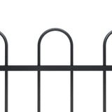Garden Fence with Hoop Top Steel 537x80 cm Black - Side View