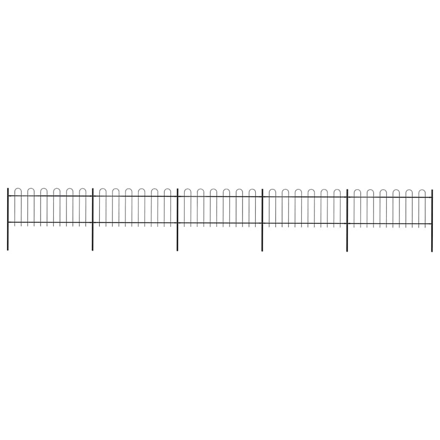Garden Fence with Hoop Top Steel 838x80 cm Black