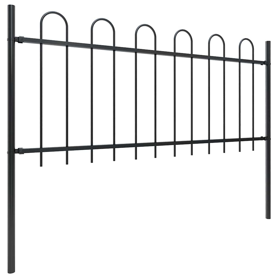 Garden Fence with Hoop Top Steel 838x80 cm Black