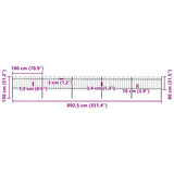 Garden Fence with Hoop Top Steel 892.5x80 cm Black - 45-Degree Angle