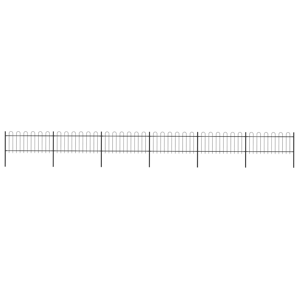 Garden Fence with Hoop Top Steel 1070x80 cm Black