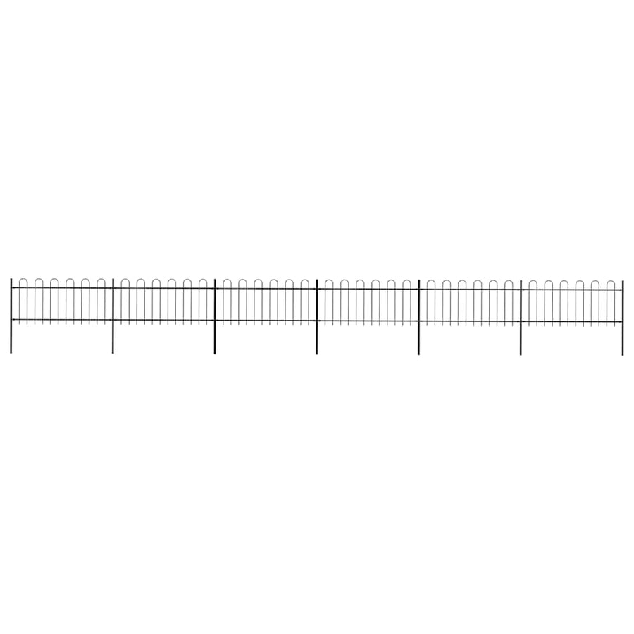 Garden Fence with Hoop Top Steel 1005x80 cm Black