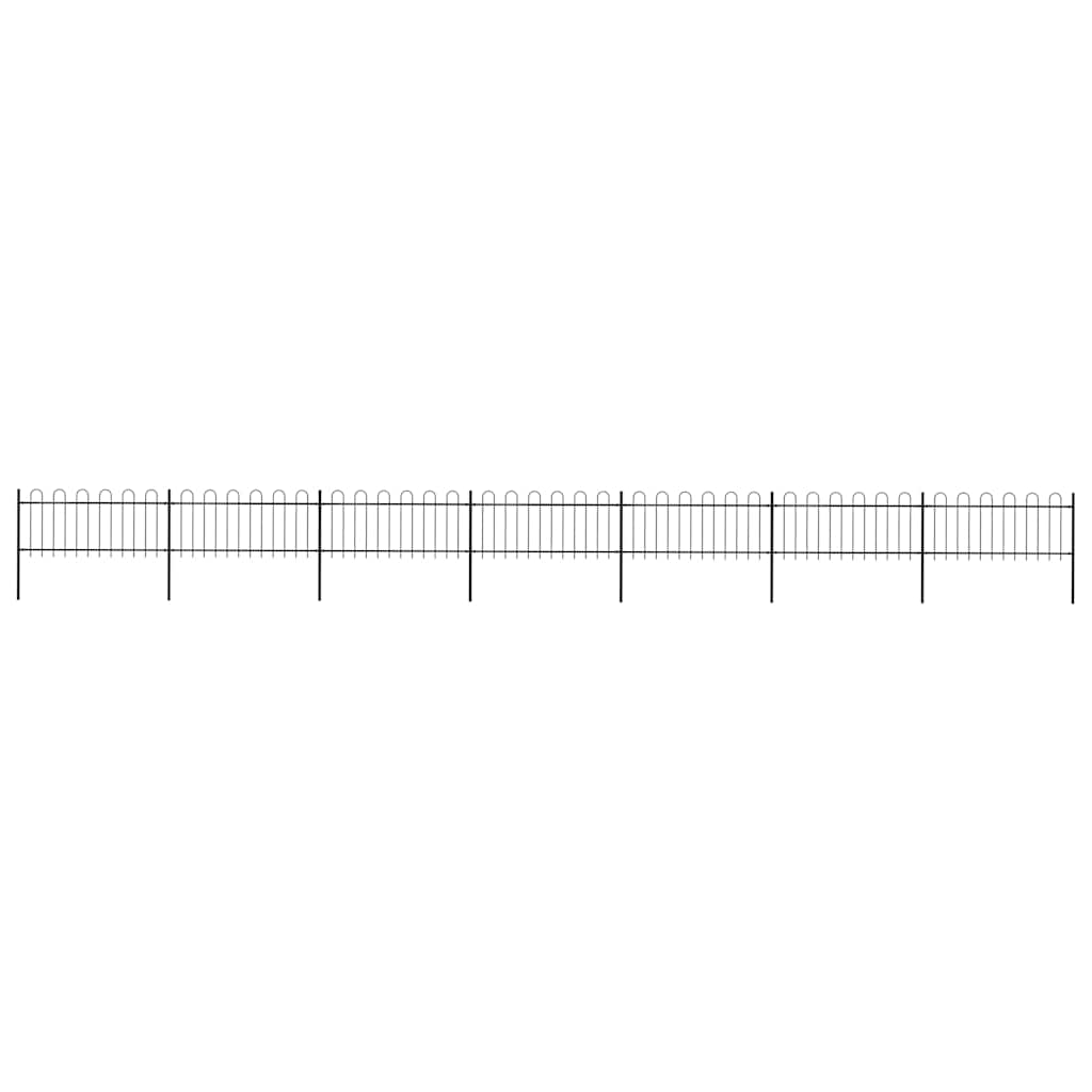Garden Fence with Hoop Top Steel 1248x80 cm Black