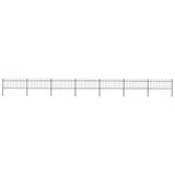Garden Fence with Hoop Top Steel 1248x80 cm Black