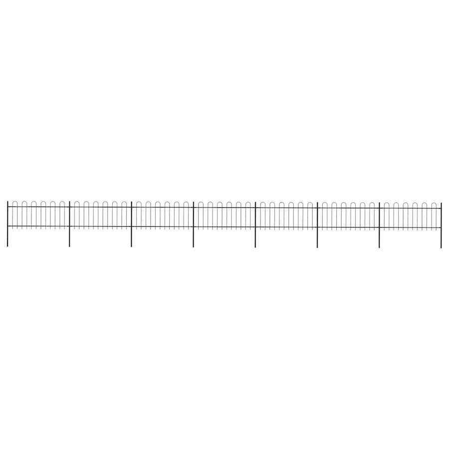 Garden Fence with Hoop Top Steel 1172x80 cm Black