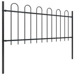 Garden Fence with Hoop Top Steel 1172x80 cm Black