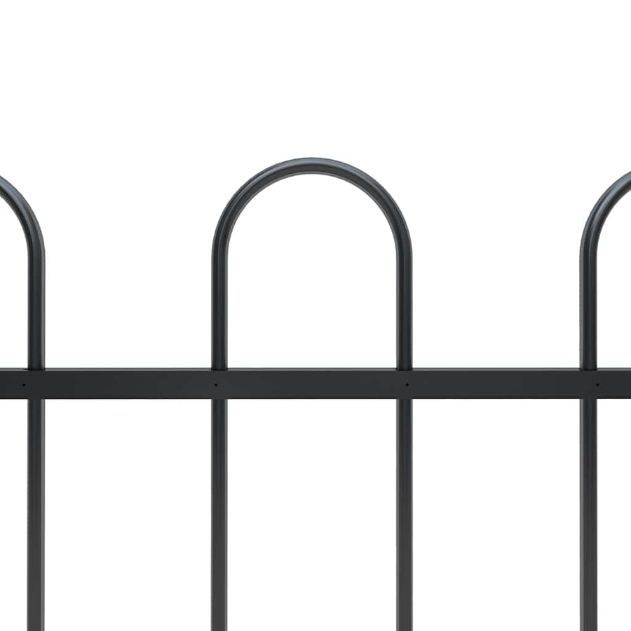 Garden Fence with Hoop Top Steel 1172x80 cm Black