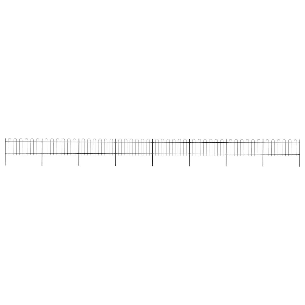 Garden Fence with Hoop Top Steel 1426x80 cm Black