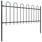 Garden Fence with Hoop Top Steel 1339x80 cm Black