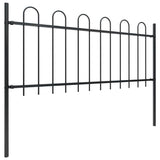 Garden Fence with Hoop Top Steel 1426x80 cm Black - Front View