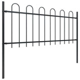 Garden Fence with Hoop Top Steel 1603.5x80 cm Black - Front View