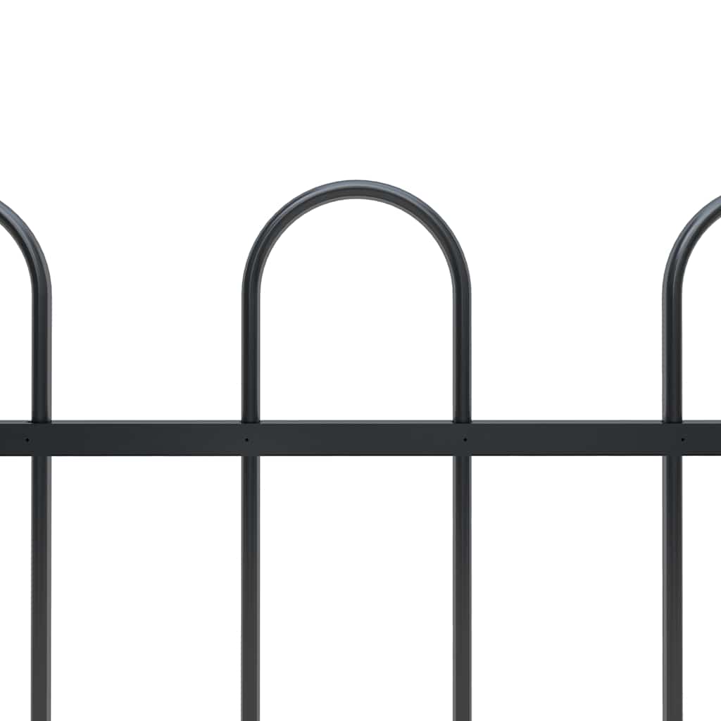Garden Fence with Hoop Top Steel 1781.5x80 cm Black