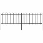 Garden Fence with Hoop Top Steel 337x100 cm Black