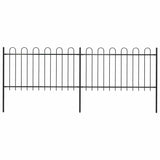 Garden Fence with Hoop Top Steel 359x100 cm Black