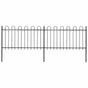 Garden Fence with Hoop Top Steel 337x100 cm Black