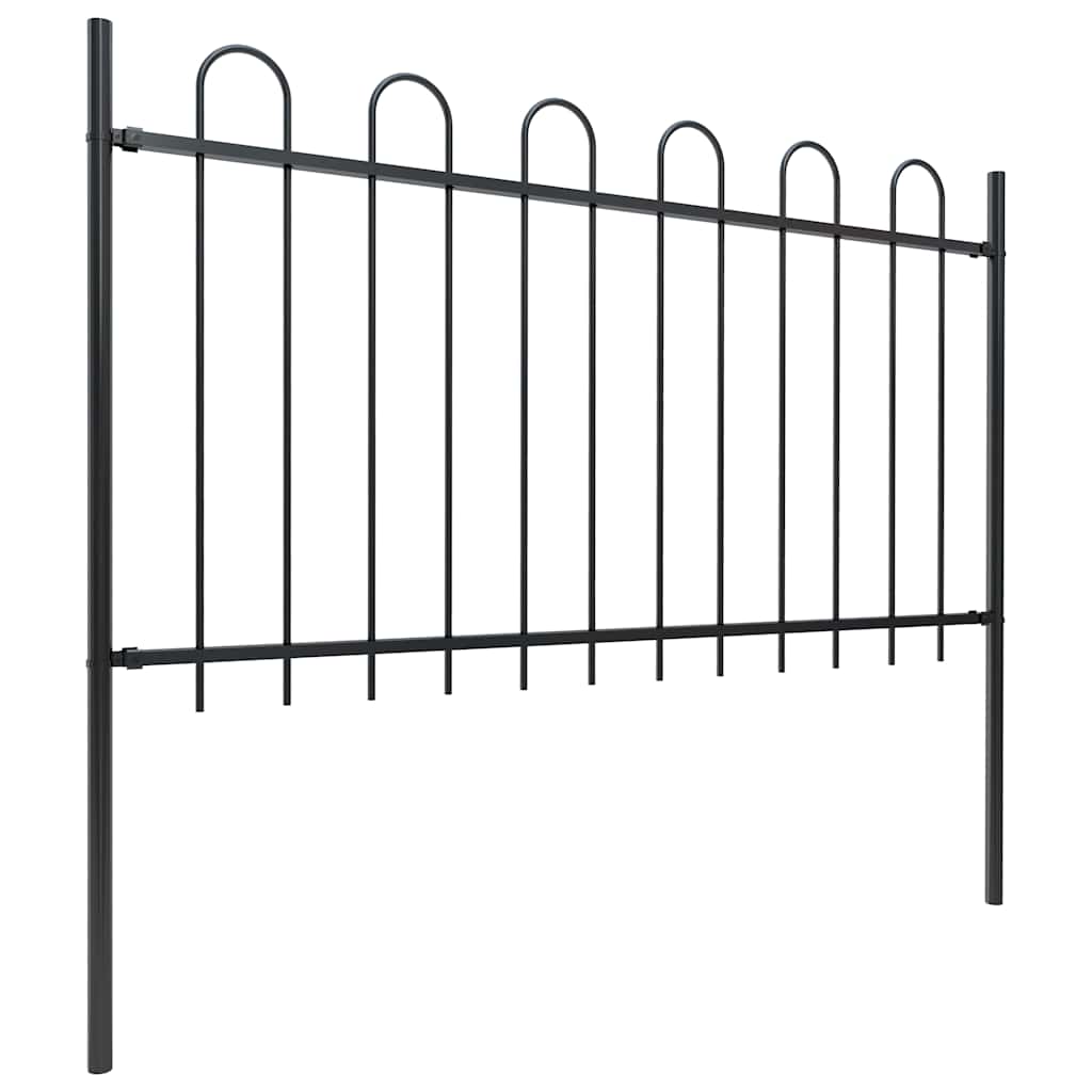 Garden Fence with Hoop Top Steel 359x100 cm Black