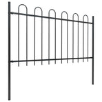 Garden Fence with Hoop Top Steel 337x100 cm Black