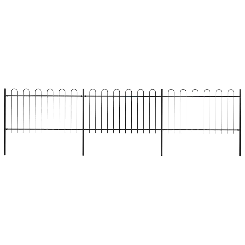 Garden Fence with Hoop Top Steel 537x100 cm Black