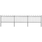 Garden Fence with Hoop Top Steel 504x100 cm Black