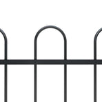 Garden Fence with Hoop Top Steel 504x100 cm Black