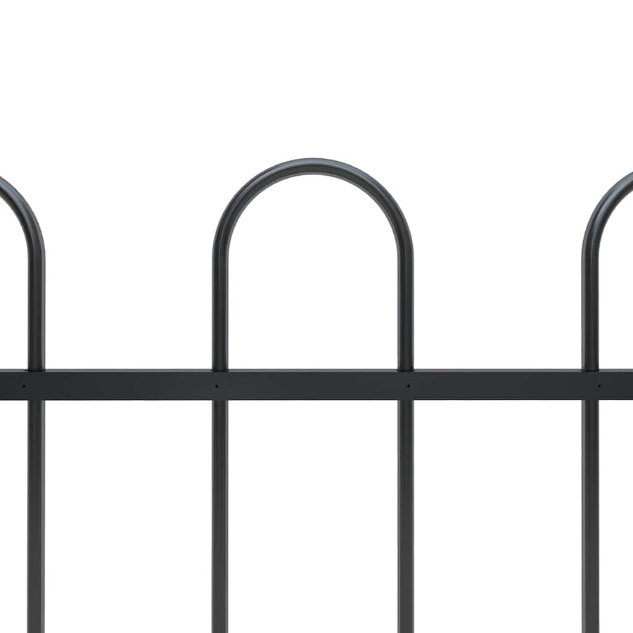 Garden Fence with Hoop Top Steel 504x100 cm Black