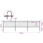 Garden Fence with Hoop Top Steel 504x100 cm Black