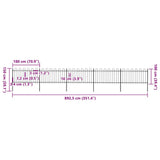 Garden Fence with Hoop Top Steel 892.5x100 cm Black - 45-Degree Angle