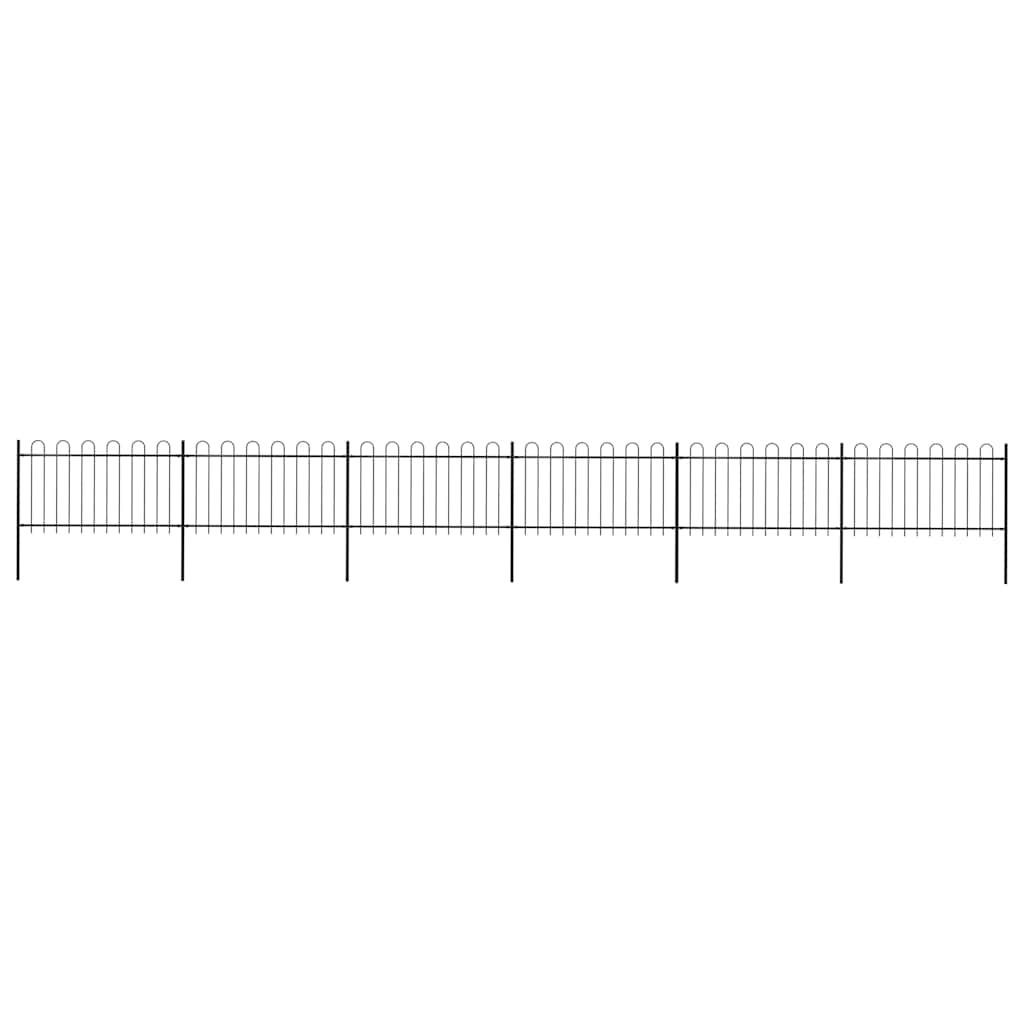 Garden Fence with Hoop Top Steel 1070x100 cm Black