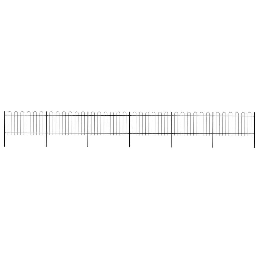 Garden Fence with Hoop Top Steel 1005x100 cm Black