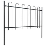 Garden Fence with Hoop Top Steel 1070x100 cm Black
