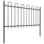 Garden Fence with Hoop Top Steel 1005x100 cm Black