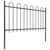 Garden Fence with Hoop Top Steel 1070x100 cm Black - Front View