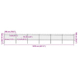 Garden Fence with Hoop Top Steel 1070x100 cm Black - 45-Degree Angle