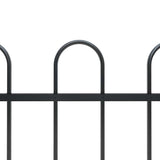 Garden Fence with Hoop Top Steel 1248x100 cm Black - Side View