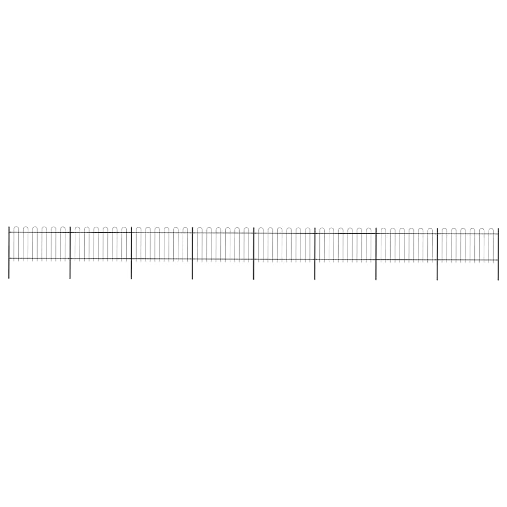 Garden Fence with Hoop Top Steel 1426x100 cm Black