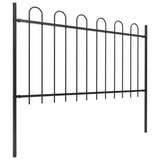 Garden Fence with Hoop Top Steel 1603.5x100 cm Black