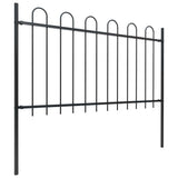 Garden Fence with Hoop Top Steel 1781.5x100 cm Black