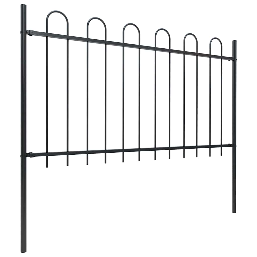 Garden Fence with Hoop Top Steel 1781.5x100 cm Black