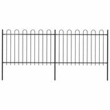 Garden Fence with Hoop Top Steel 359x120 cm Black (2x144931)