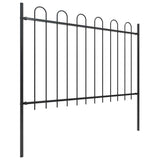 Garden Fence with Hoop Top Steel 359x120 cm Black (2x144931)