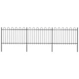 Garden Fence with Hoop Top Steel 537x120 cm Black (3x144931)