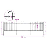 Garden Fence with Hoop Top Steel 504x120 cm Black