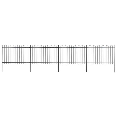 Garden Fence with Hoop Top Steel 671x120 cm Black