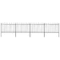 Garden Fence with Hoop Top Steel 671x120 cm Black