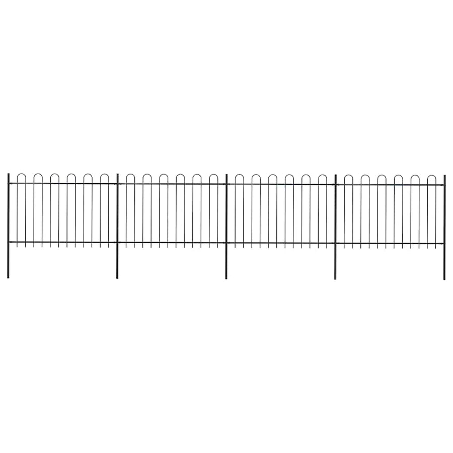 Garden Fence with Hoop Top Steel 671x120 cm Black