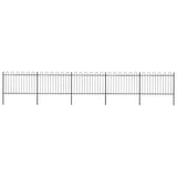 Garden Fence with Hoop Top Steel 892,5x120 cm Black (5x144931)
