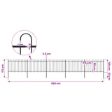 Garden Fence with Hoop Top Steel 838x120 cm Black - 45-Degree Angle